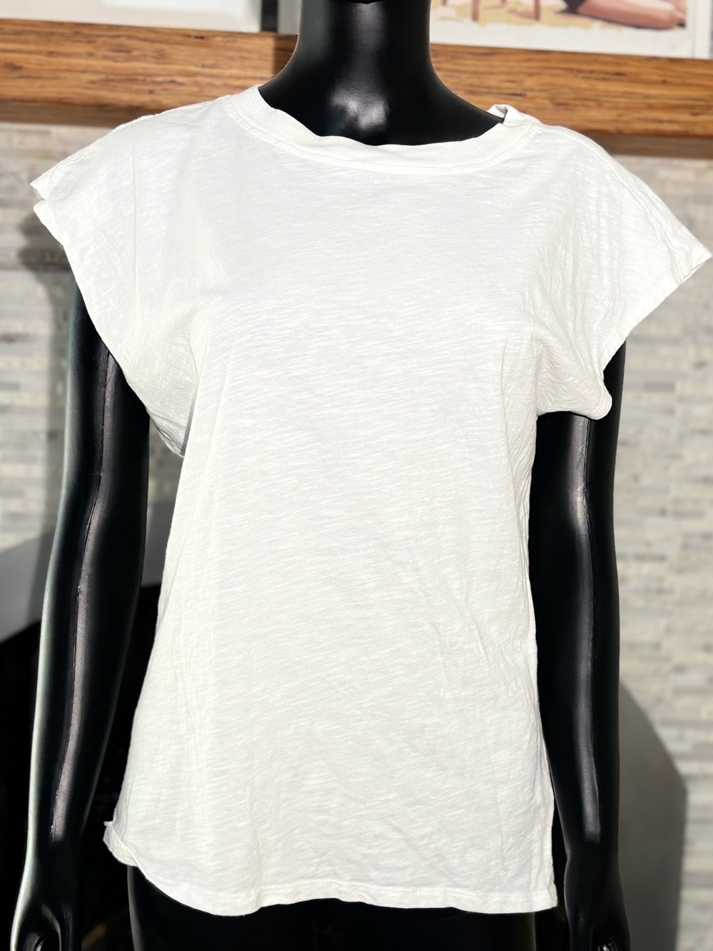 APIECE APART White Fuerza Slub Cotton Cap Sleeve Tee - Size S